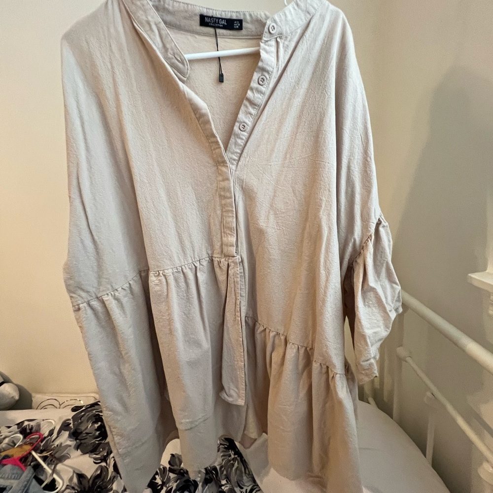 Nasty Hal Cream Rag oversized ruffle dress